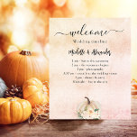 Pumpkin cream blush fall wedding program timeline<br><div class="desc">A rose gold,  blush pink gradient background. Decorated with a cream coloured pumpkin and flowers. Personalize and add your names and the timeline/program.</div>