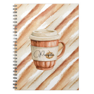Pumpkin Cup Peach Latte Stripes   Notebook