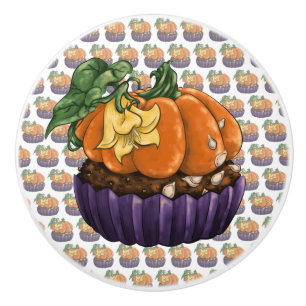 Pumpkin Cupcake Ceramic Knob