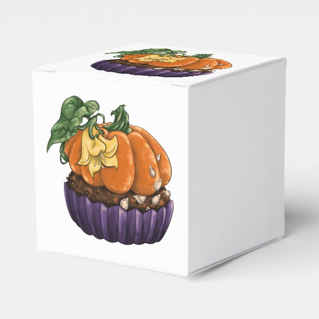 Pumpkin Cupcake Favor Box (Front Side)