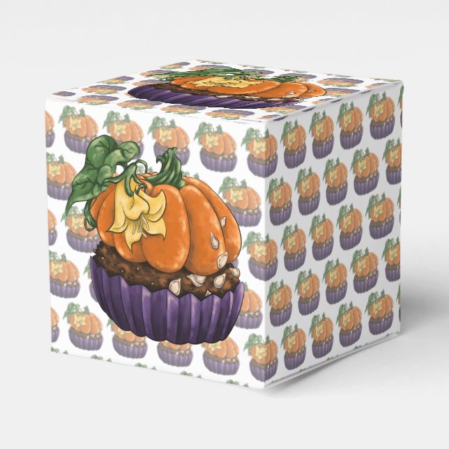 Pumpkin Cupcake Favor Box (Front Side)