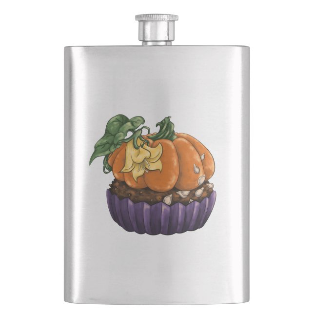 Pumpkin Cupcake Hip Flask (Front)