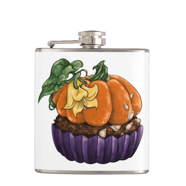 Pumpkin Cupcake Hip Flask (Front)