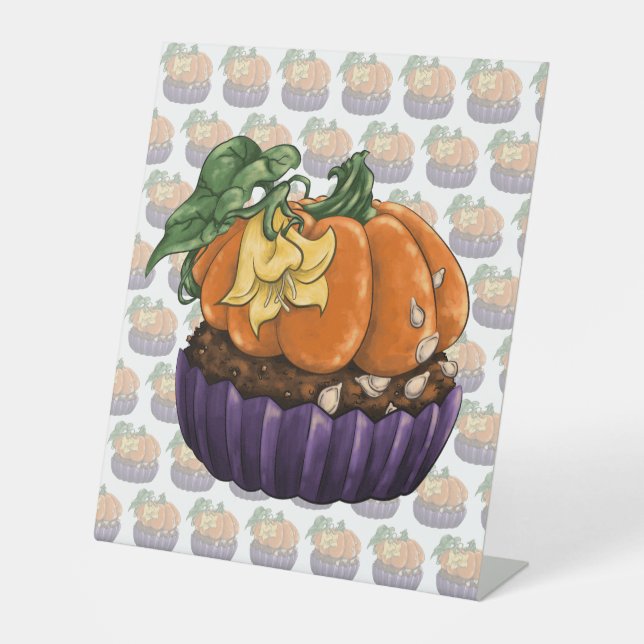 Pumpkin Cupcake Pedestal Sign (Front)