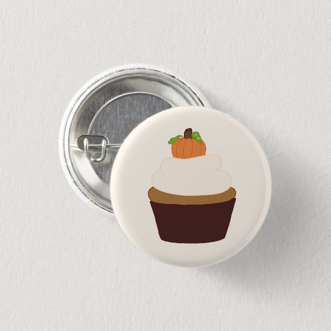 Pumpkin Cupcake - Round Pin-up Badge 1 Inch Round Button (Front & Back)