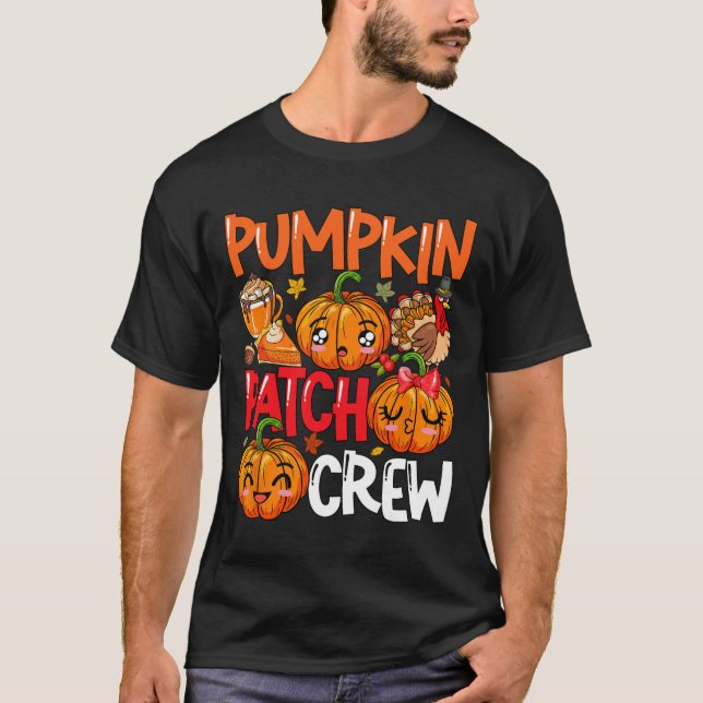 Pumpkin Cute Patch Crew Thanksgiving Fall Turkey P T-Shirt (Front)