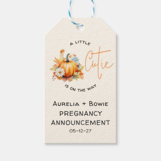 Pumpkin Cutie Pregnancy Announcement Gift Tags