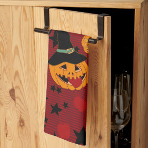 Pumpkin Dark Red “Jack’s Apple Snack” Tea Towel