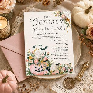Pumpkin Decorating Party October Social Club Invitation