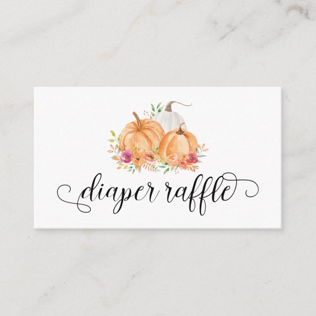 Pumpkin Diaper Raffle Baby Shower Cards (Front)