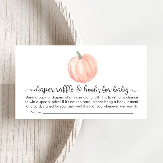 Pumpkin Diaper Raffle Books For Baby Shower Enclosure Card (Creator Uploaded)