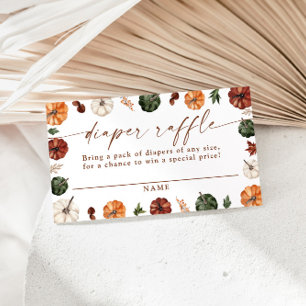 Pumpkin Diaper Raffle Card, Boho Fall Baby Shower Enclosure Card