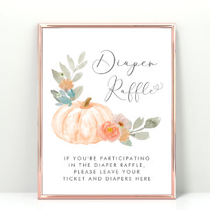 Pumpkin Diaper Raffle Orange Baby Shower Poster