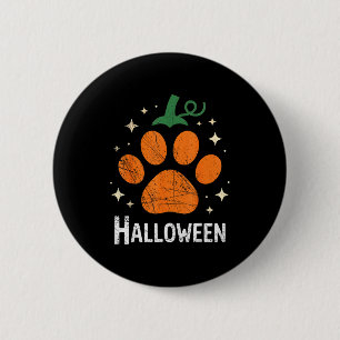 Pumpkin Dog Cat Paw Print Halloween Pet Lover  2 Inch Round Button