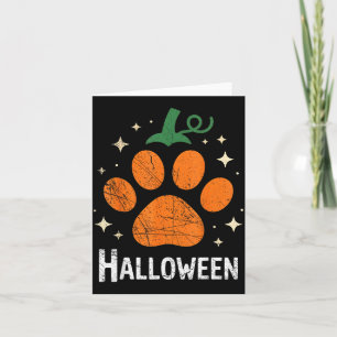 Pumpkin Dog Cat Paw Print Halloween Pet Lover Card