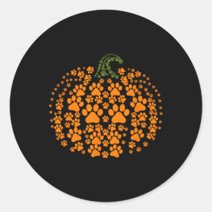 Pumpkin Dog Cat Paw Print Halloween Pet Lover Classic Round Sticker
