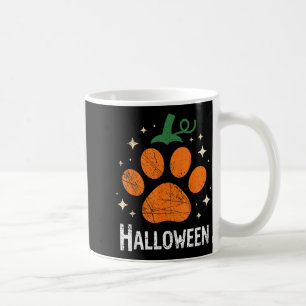 Pumpkin Dog Cat Paw Print Halloween Pet Lover  Coffee Mug