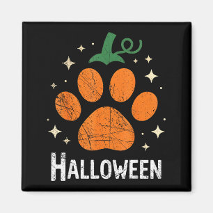 Pumpkin Dog Cat Paw Print Halloween Pet Lover Magnet
