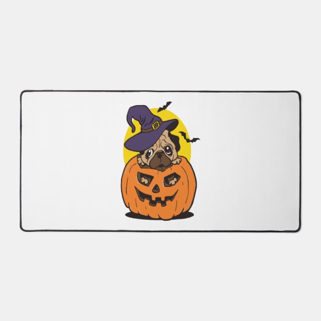 Pumpkin Dog Halloween, Funny Halloween Dog Desk Mat (Front)