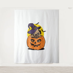 Pumpkin Dog Halloween, Funny Halloween Dog Tapestry