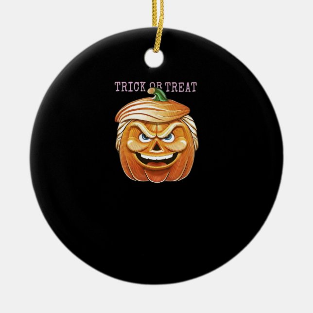 Pumpkin Donald, Funny Halloween Scary Classic Ceramic Ornament (Front)