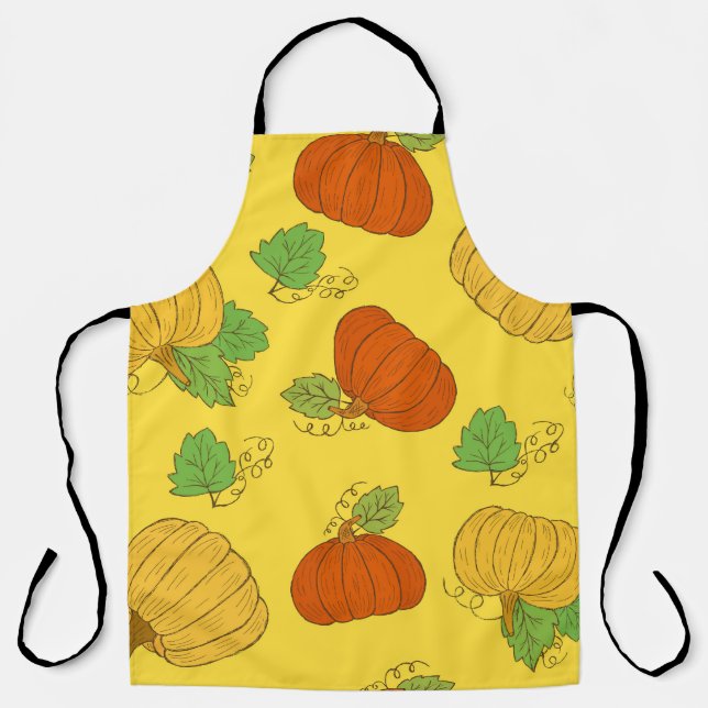 Pumpkin Doodle: Hand Drawn Seamless Apron (Front)