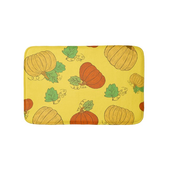 Pumpkin Doodle: Hand Drawn Seamless Bath Mat (Front)