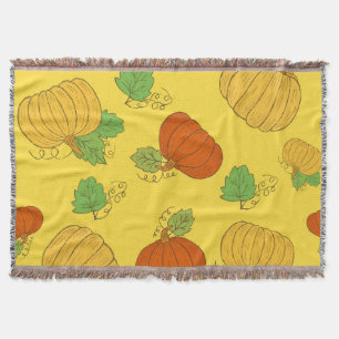 Pumpkin Doodle: Hand Drawn Seamless Throw Blanket
