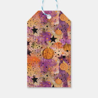 Pumpkin Dots Stars Boho Abstract Pattern Halloween Gift Tags