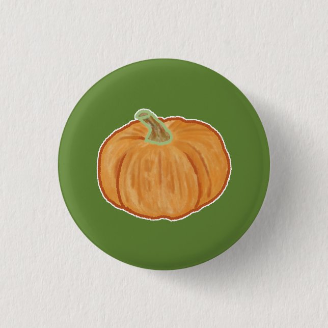 Pumpkin Drawing 1 Inch Round Button (Front)