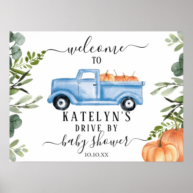 Pumpkin Drive By Baby Shower Welcome Sign (Front)