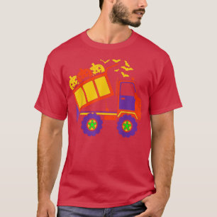 Pumpkin Dump Truck Lazy Halloween Costume Cool Bat T-Shirt