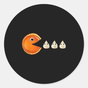 Pumpkin E Eating Whipped Cream Funny  Classic Round Sticker