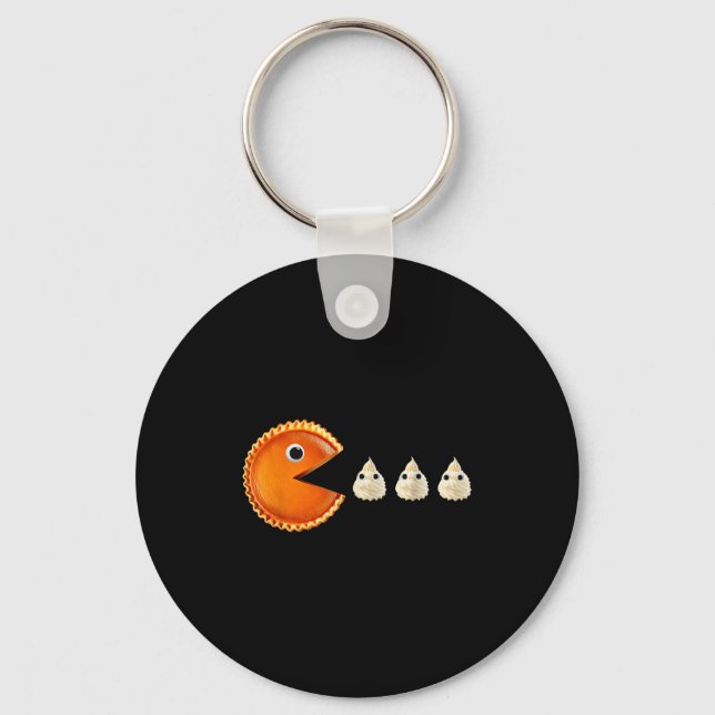 Pumpkin E Eating Whipped Cream Funny  Keychain (Front)