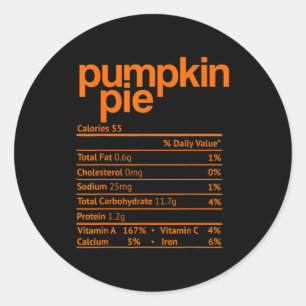 Pumpkin E Nutrition Fact Funny Thanksgiving Christ Classic Round Sticker