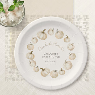 Pumpkin Elegant Fall Autumn Baby Shower Paper Plate