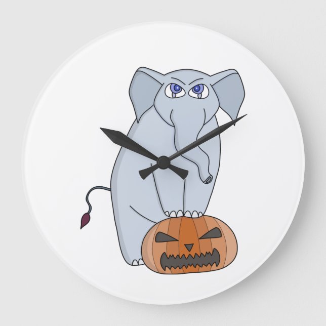 Pumpkin Elephant Large Clock (Front)