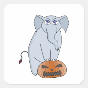 Pumpkin Elephant Square Sticker