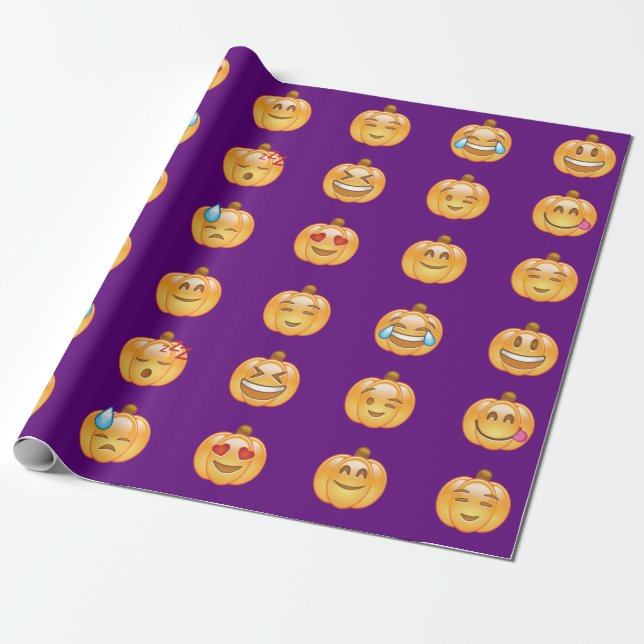Pumpkin Emojis Gift Wrapping Paper (Unrolled)