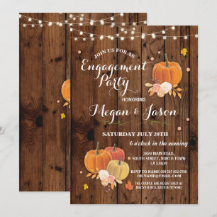 Pumpkin Engagement Party Shower Rustic Wood Invite