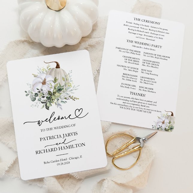 Pumpkin Eucalyptus Fall Wedding Ceremony Program (Creator Uploaded)
