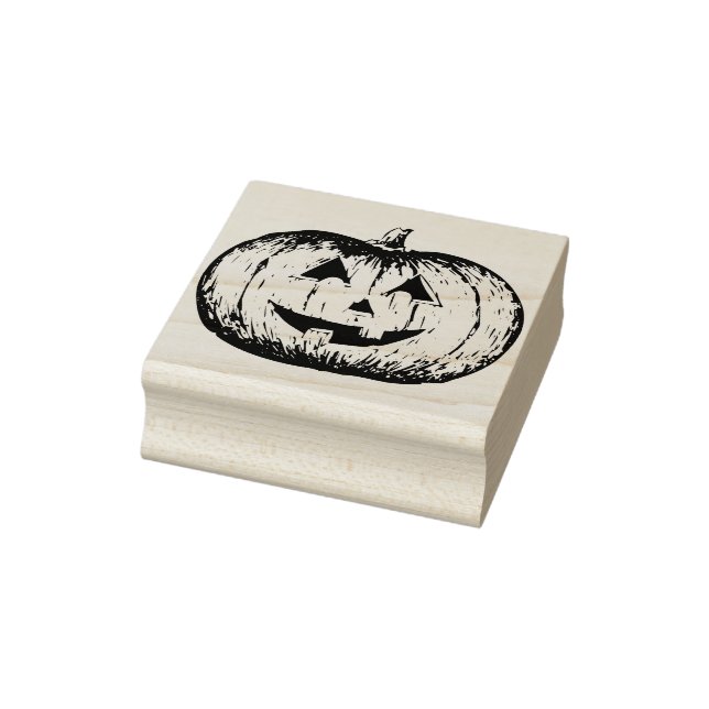 Pumpkin face 2 illustration art stamp (Stamp)
