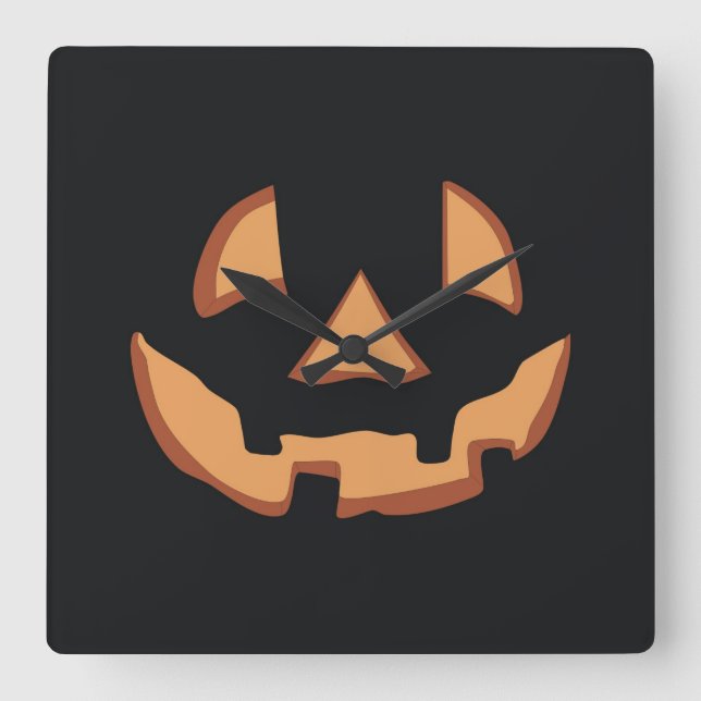 Pumpkin face for Halloween Square Wall Clock (Front)