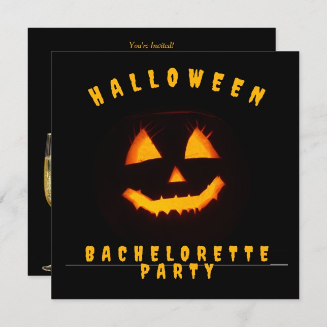 Pumpkin Face Halloween Bachelorette Party Invitation (Front/Back)