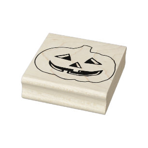 Pumpkin face illustration art stamp