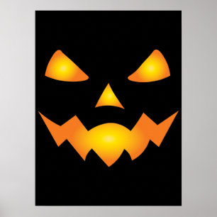 Pumpkin Face Jack O Lantern Halloween Spooky Poster