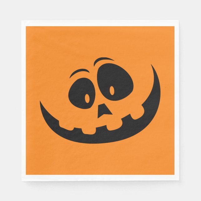 Pumpkin Face Orange Halloween Napkin (Front)