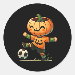 Pumpkin Face Soccer Halloween Costume Boys Kids To Classic Round Sticker