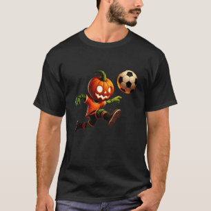 Pumpkin Face Soccer Halloween Costume Men Boys Kid T-Shirt