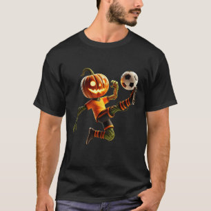 Pumpkin Face Soccer Halloween Costume Men Boys Kid T-Shirt